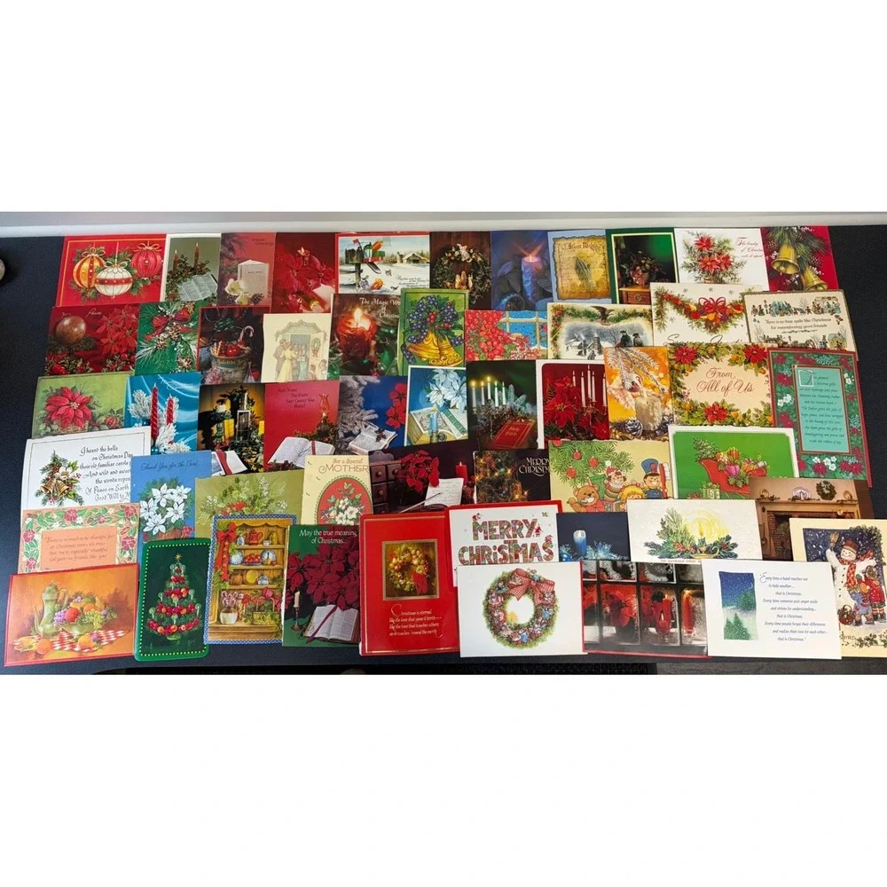 Vintage Christmas Cards Fronts ONLY Traditional Scrapbooking Decoupage Lot 50+